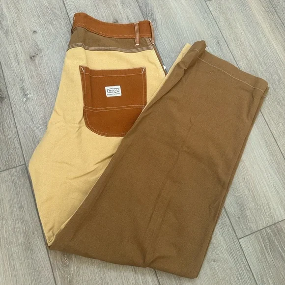 RVCA Brown and Tan Cargo Pants with Vintage Workwear Style Women’s 26 - Picture 1 of 5